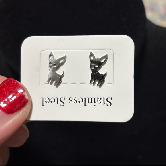 Chihuahua Earrings - Stainless Steel, Stud-Style Earrings, Small Dog Silouhette! - Picture 7 of 7